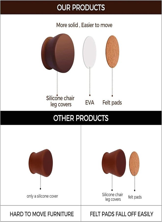 Prostuff.in® Silicone Chair Leg Floor Protectors - 4 Pcs | Rubber Chair Leg Caps Furniture Protector to Prevent Scratches, Reduce Noise, Anti-Slip | Furniture Leg Covers for Chair, Stool Table,Brown - Image 2